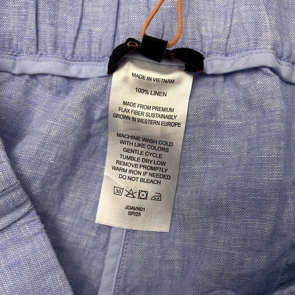 Quince Womens Large Blue 100% European Flax Linen Wide Leg Pants Elastic Waist - Picture 4 of 7